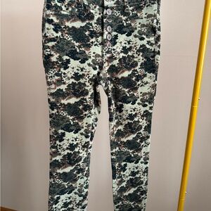 NWOT Anthropologie Green and Black Patterned Soft Cord Pants